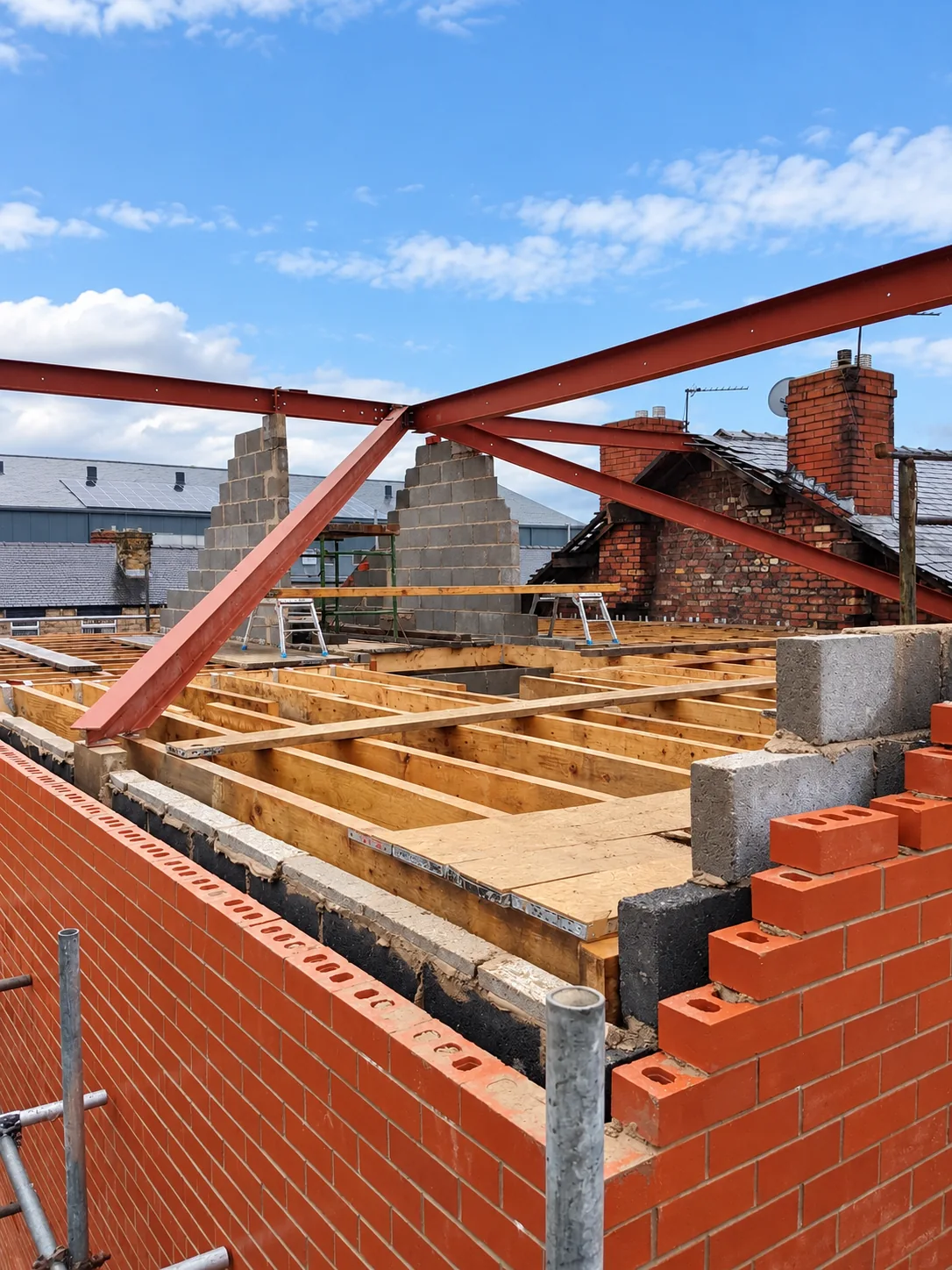 Steel framing and masonry — ALB Construction project photograph