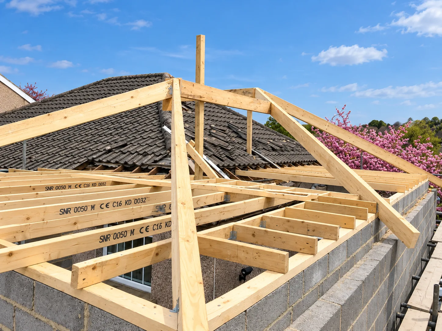 Pitched roof construction — ALB Construction project photograph